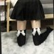 thumbnail image 3 of Minnieouse Calcetines hasta la rodilla Lindo Hermoso Buena elasticidad Tela de terciopelo Medias altas Estilo pijo Manguera de una sola para fiesta Medias Blanco Calcetín negro Minnieouse AP008234-06B, 3 of 6