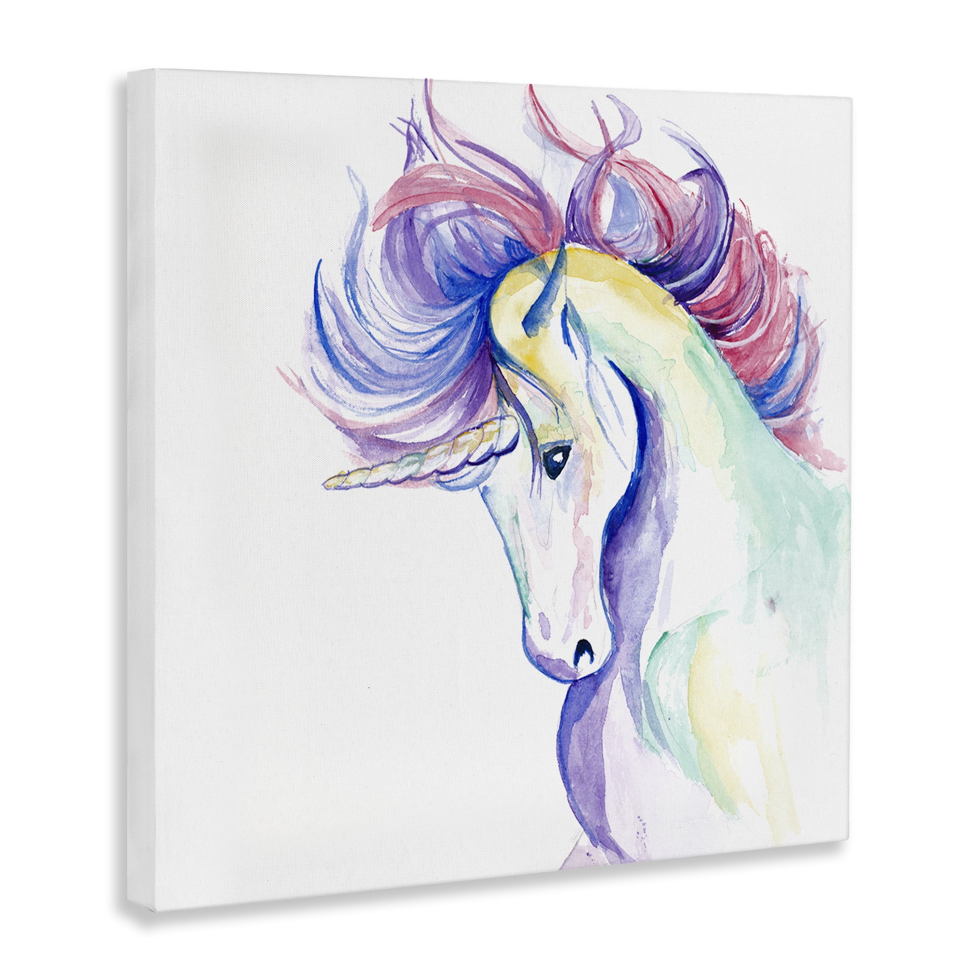 Stupell Industries Windblown Mane Unicorn Fantasy & Sci-Fi Painting Wrapped Canvas Art Print Wall Art, 24 x 24