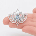 thumbnail image 4 of Earth Gems Jewelry Blue Topaz Lotus Ring for Women, 925 Sterling Silver Floral Statement Ring, 4 of 6