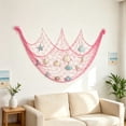 thumbnail image 6 of Sea Animal Photo Display Fishnet, 78.74x39.37in Decorative Mesh with Sea Animal Ornaments for Photo Display, Beach Party, Bedroom, Living Room, Coastal Home, and Nautical Wall Styling, Pink, 6 of 6