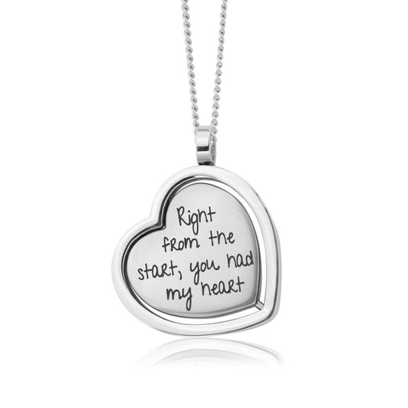 Stainless Steel "Right From the Start You Had My Heart" Engraved Heart Pendant Necklace, Sentimental Jewelry Gift for Her