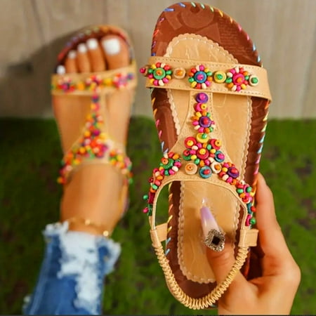 

XDDST Flat Women Dress Sandals Ladies Slippers Bridal Sandals Banquet Wedding Beach Shoes Brown