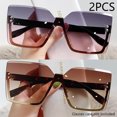 thumbnail image 1 of Gafas de sol de Metal de medio Marco de estilo europeo y americano para mujer, gafas de sol delgadas de moda, gafas Anti-uv, nuevas, 1 of 5