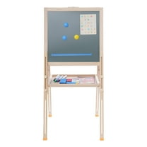 ChicHomey Adjustable Kids' Easel with Double-Sided Blackboard and Whiteboard, Includes Full Set of Art Supplies, Perfect for Young Artists