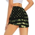 thumbnail image 2 of Uemuo American Flag Camo Pattern Women's Athletic Shorts High Waisted Running Shorts with Liner Pockets Gym Elastic Workout Shorts-, 2 of 9