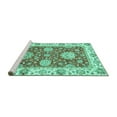 thumbnail image 2 of Ahgly Company Machine Washable Indoor Square Oriental Turquoise Blue Traditional Area Rugs, 6' Square, 2 of 4