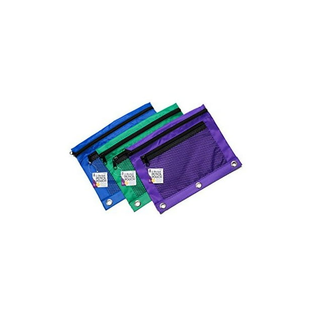 CHARLES LEONARD PENCIL POUCH W/ MESH FRONT BLCK 6PK