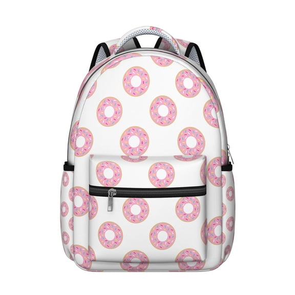 Donut Pattern Backpack - Ergonomic School Bag for Teens & Adults, Sturdy Laptop Compartment, Trendy Donut Design, Perfect for Commuting & Travel, Great Gift for Donut Admirers