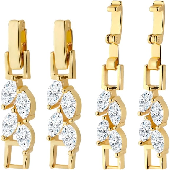 1 Box 6Pcs Fold Over Extender Real 18K Gold Plated Necklace Foldover Extension Clasp with Cubic Zirconia Leaf Bracelet Extenders for DIY Jewelry Making Supplies DIY Crafts