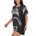 thumbnail image 2 of Kdxio Black And White Shark Print Pajamas Sets for Women Short-Sleeved Pjs with Lounge Shorts Two Piece Sleepwear S-4XL, 2 of 5