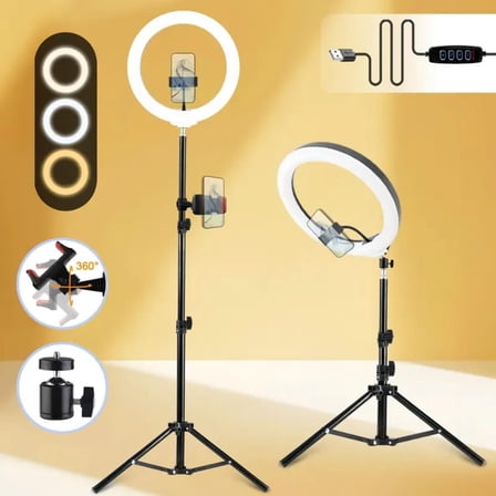 10-inch RGB LED Ring Light with 43" Adjustable Tripod & Phone Mount for Live Streaming/YouTube/TikTok