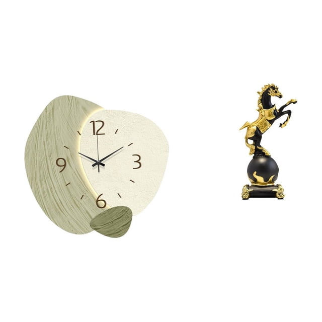 Reloj de pared silencioso, reloj de pared nórdico, figura de resina para escritorio, estatua de caballo, estante, decoración de escritorio, diseño cre