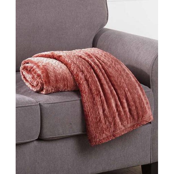 Textured Plush ThrowsRust
