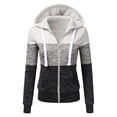 thumbnail image 1 of Kcodviy Women's Color Block Thick Junior Outerwear Sweatshirt Long Sleeve Zipper Mock Jacket Hooded Trendy Cardigan, 1 of 6