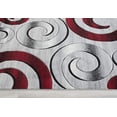 thumbnail image 7 of Swirls/Circles/Spiral Modern Abstract Contemporary Hand Carved Area Rug-Silver/Lava Red/Gray/Black, 7 of 7