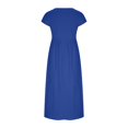 thumbnail image 4 of CHUANK Robes d'Été en Solde pour Femmes Robe Ample en Coton Lin Col Rond Sans Poches Manches Courtes Robe Longue, 4 of 7