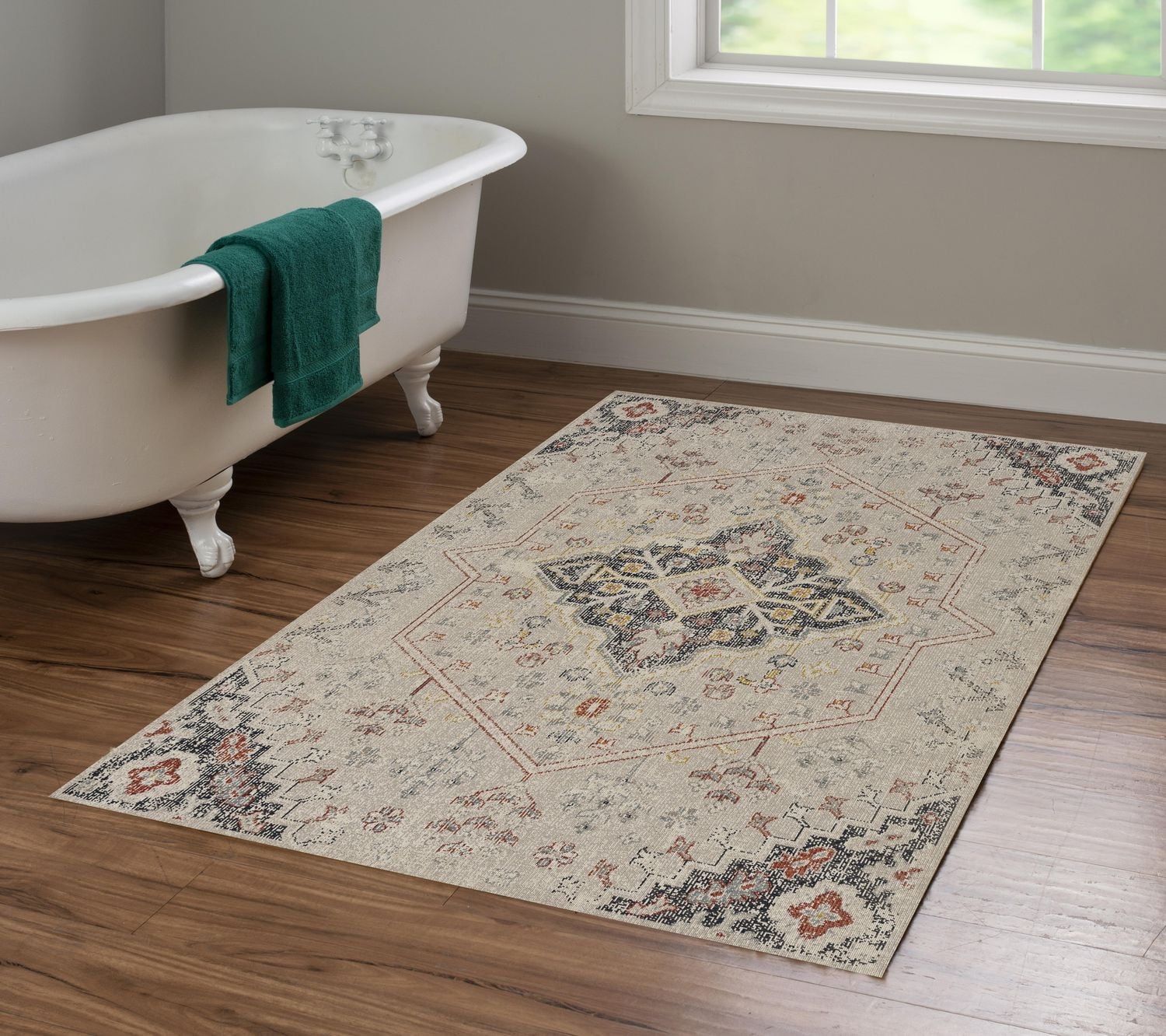 Tapis d'appoint Grand Zéro Rollins ivoire & marine de 3 pi x 5 pi