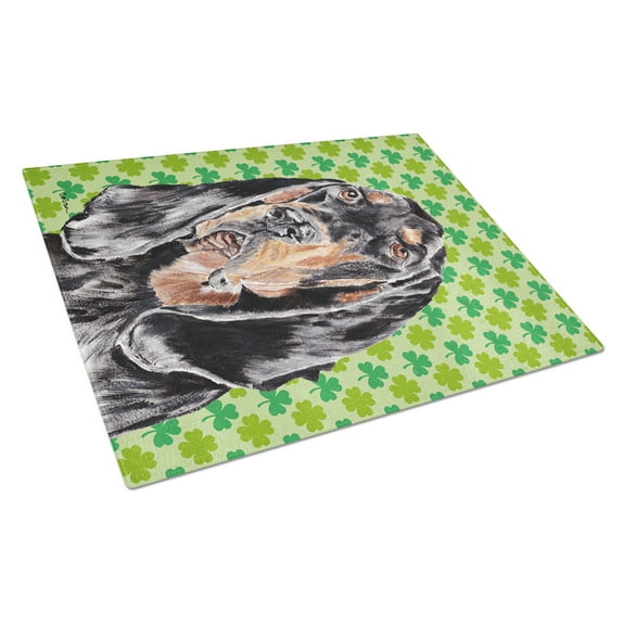 Caroline's Treasures Coonhound St Patrick's Irish Glass Cutting Board Large