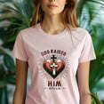 thumbnail image 5 of Christian Heart Graphic T-Shirt God Raised Him Acts 2:24, Maroon, Size M, 5 of 6