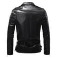 thumbnail image 4 of XFLWAM Men's PU Leather Jacket Causal Faux Leather Motorcycle Jacket Zipper Biker Coat Black S, 4 of 9