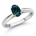 thumbnail image 2 of Gem Stone King 10K White and Yellow Gold Green Opal Solitaire Engagement Ring for Women (0.63 Cttw, Oval Cabochon 7X5MM, Gemstone October Birthstone, Size 8), 2 of 4