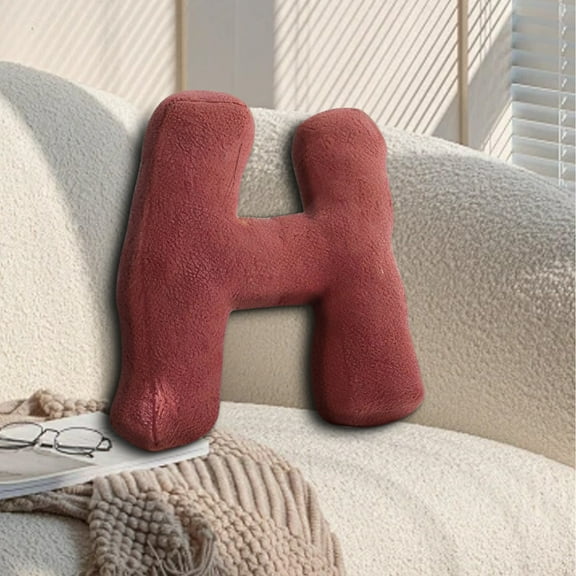 BGZLEU Letter Plush Pillow Soft Initial Throw Cushion Letter Hugging Throw Pillows Decorative Alphabet Throw Pillows for Bed Couch English Alphabet A to Z for Sofa Bedroom Car Nursery Decor，H