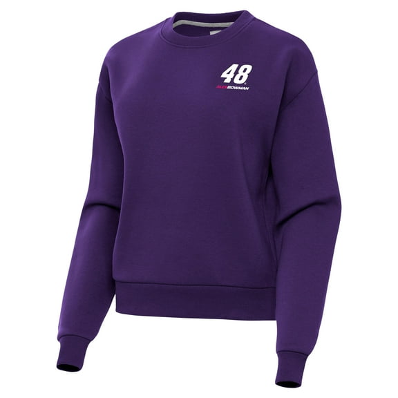 Women's Antigua  Purple Alex Bowman-Victory Pullover Sweatshirt