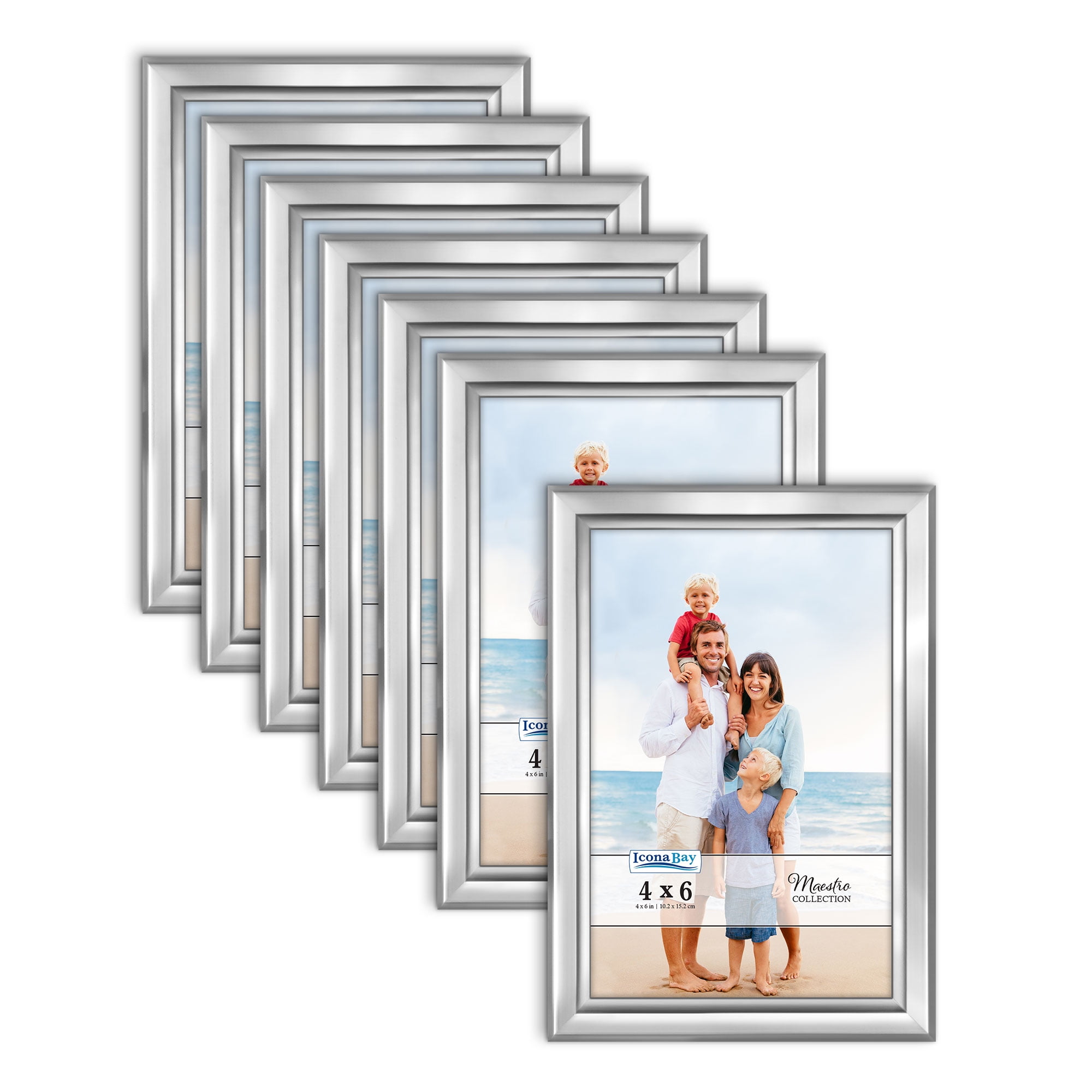 Icona Bay 4x6 Silver Picture Frames, Modern Contemporary Style, 12 Pack