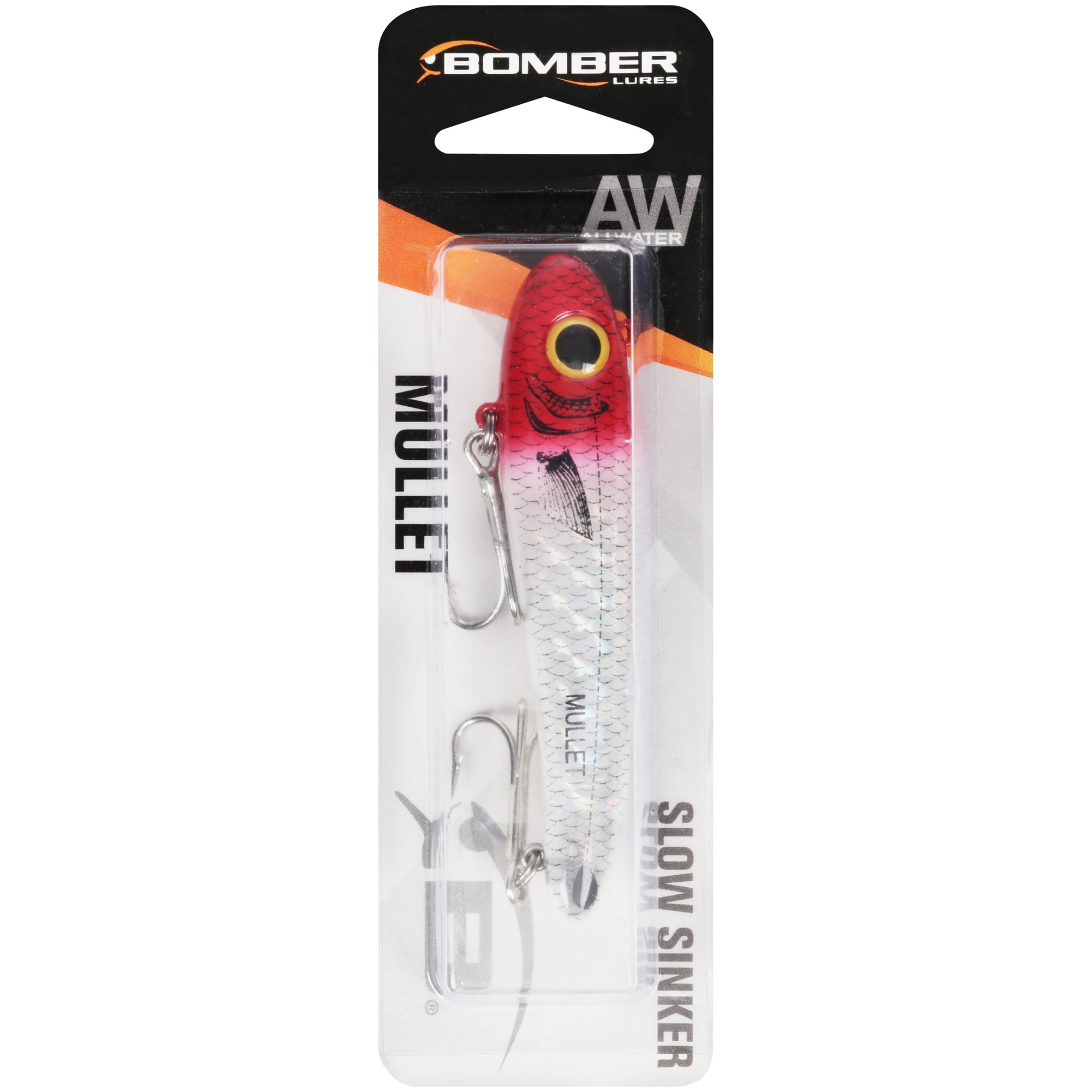 Bomber Mullet Lipless Crankbait 3 1/2" Red Head Flash 5/8 oz.
