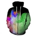thumbnail image 1 of Sweat à Capuche Imprimé Fumée Coloré à Fermeture Éclair Manches Longues Harajuku Pull Décontracté Col Rond Streetwear Oversize Unisexe, 1 of 5