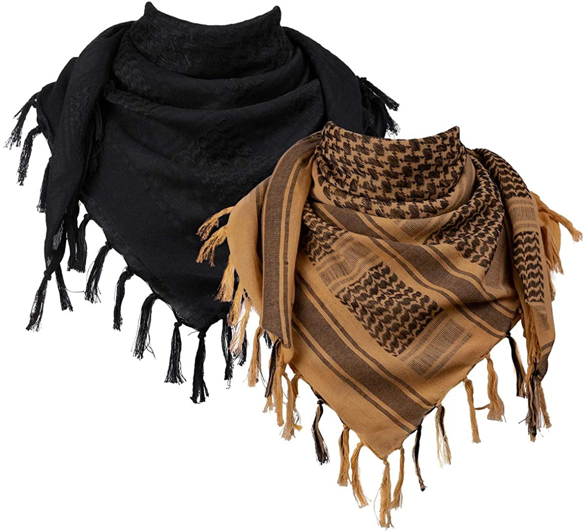 Military Shemagh Tactical Scarf Cotton Keffiyeh Desert Head Neck Arab Scarf with Tassel 43 x 43 Inch 