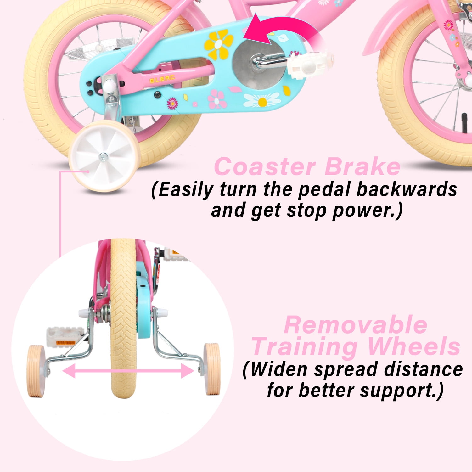 Glerc Maggie 12 inch Kids Girls Bike for Ages 2-4 Years Child