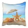 thumbnail image 1 of Funda de almohada Acuática ABPHQTO Playa Azul y Sombrilla Conchas y Estrellas de Mar 50x50 cm, 1 of 1