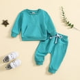 thumbnail image 2 of Xudanell 6-9 Month Boy Clothes Boys Girls Fall Clothes Long Sleeve Comfort Colors Sweatshirt Drawstring Linen Pants Boy Clothes 3-6 Months Mint Green, 2 of 7