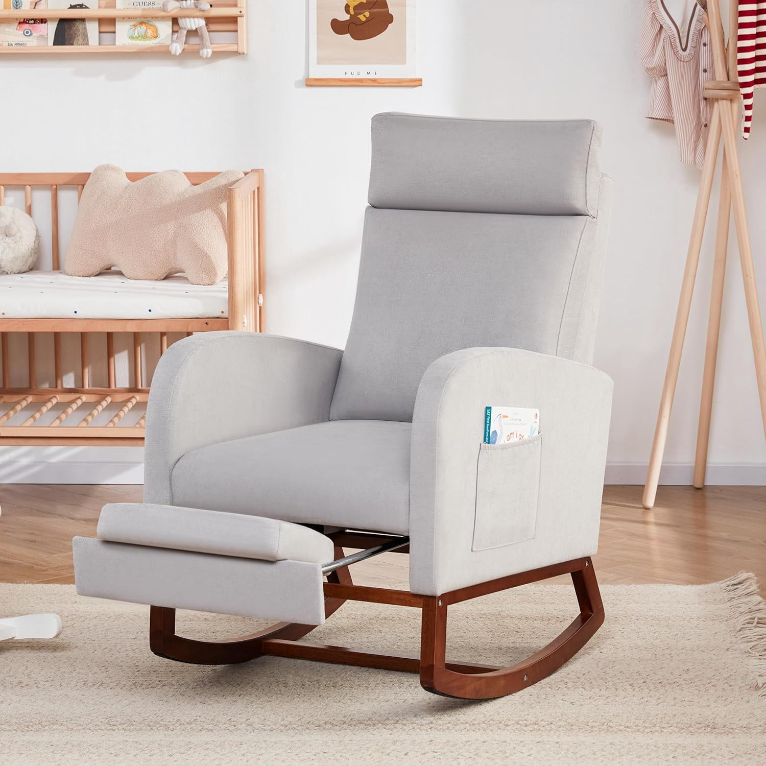 Rocking Chair Nursery Chair with Foot Rest, Nursery Rocking Chairs with High Back, Glider Rocking Chair, Baby Nursery Glider Rocker, Nursing Chair Accent Living Room