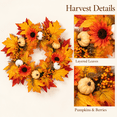 thumbnail image 4 of 22 in Fall Sunflower Wreath, Pumpkin and Maple Leaf Door Wreath for Front Door, Wall, Porch and Thanksgiving Decor, 4 of 6