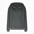 thumbnail image 5 of Towmus Half Button Womens Hoodies Waffle Knit Long Sleeve Drawstring Hooded Sweatshirts for Woman With Pocket, 5 of 5