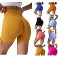 thumbnail image 3 of Lovskoo 2024 High Waisted Biker Shorts for Women Solid Color Tummy Control Spandex Scrunch Butt Hip Lifting Fitness Yoga Shorts Black S, 3 of 3