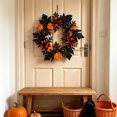 thumbnail image 6 of Halloween Wreaths for Front Door,16.5 inch Black Maple Leaves Wreath with Pumpkin,Halloween Door Wreath for Indoor Outdoor Wall Window Porch Patio Garden Farmhouse Home Party Prom Decor,Z-Black, 6 of 8
