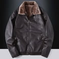 thumbnail image 2 of Men's Casual Leather Jacket Winter Warm Shearling Lined Coat Fashionable Business Casual Outerwear Windproof Cold Weather Coat, 2 of 8