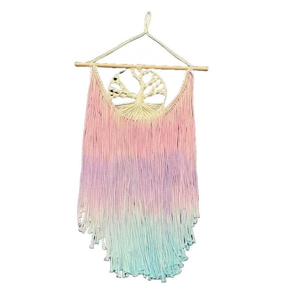 MDR Trading Inc. SC-106.55.446 Tree Of Life With Pink And Blue Fringes Macrame Wall Decor