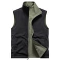 thumbnail image 3 of Men's Solid Fashion Zipper Standing Collar Sleeveless Vest with Pockets for Casual and Office Wear, 3 of 3
