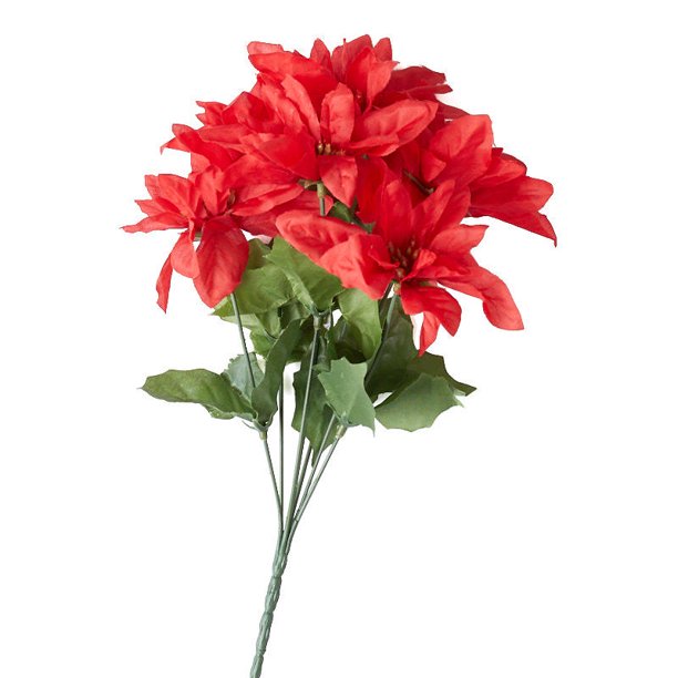 Artificial Poinsettia Bushes Set of 6