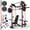 Foldable Squat Rack-Red & Weight Bench & Barbell-Red& Black Weight Plates 70lbs, variant on Mikolo Foldable Squat Rack, Wall Mounted Power Rack with Cable Crossover Machine & LAT Pull Down Machines, Functional Trainer with 5 Adjustable Function Modes, for Home Gym and Space Saving