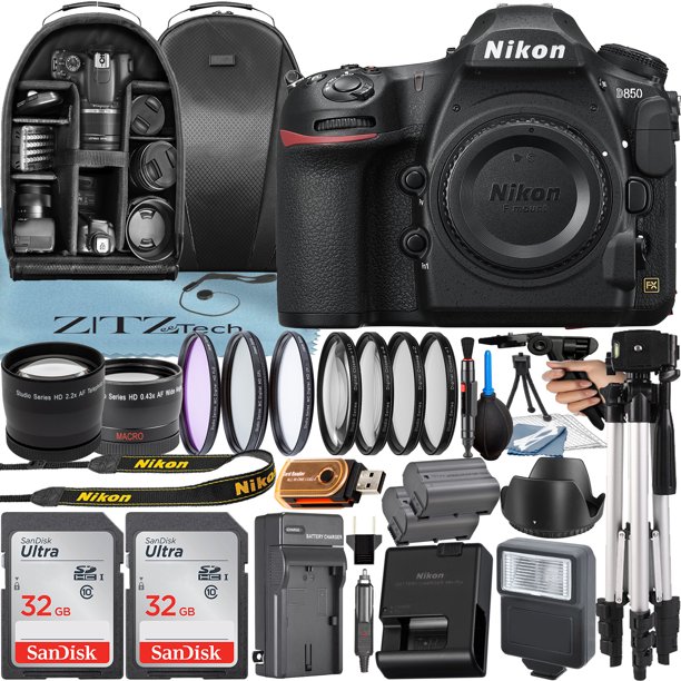 Nikon D850 DSLR Camera (Body Only) with 45.7MP CMOS Sensor + SanDisk