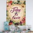 thumbnail image 2 of DesignArt Time is Love Pink Floral Large Wall Clock, 2 of 2