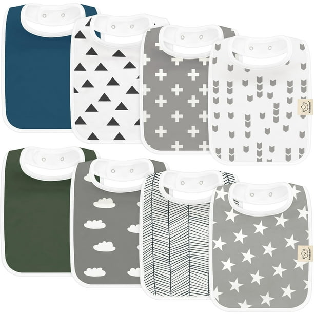 Babero para comida KeaBabies, paquete de 8 unidades, algodón orgánico superabsorbente