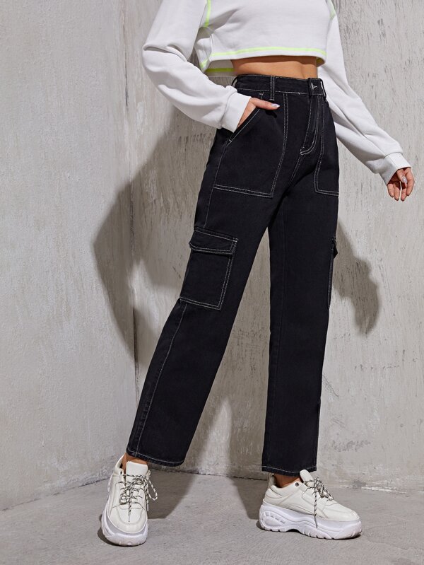 LIENRIDY Women's High Waist Flap Pocket 