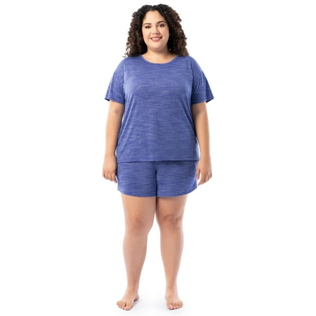 Fruit of the Loom Women's Soft and Breathable Short Sleeve Crew Top & Pajama Short Set, Sizes S-4X