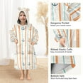thumbnail image 3 of FORMRS Wearable Blanket Hoodie with Sleeves for Kids Cozy Flannel Sweatshirt, Beige Nautical Pattern, 3 of 7